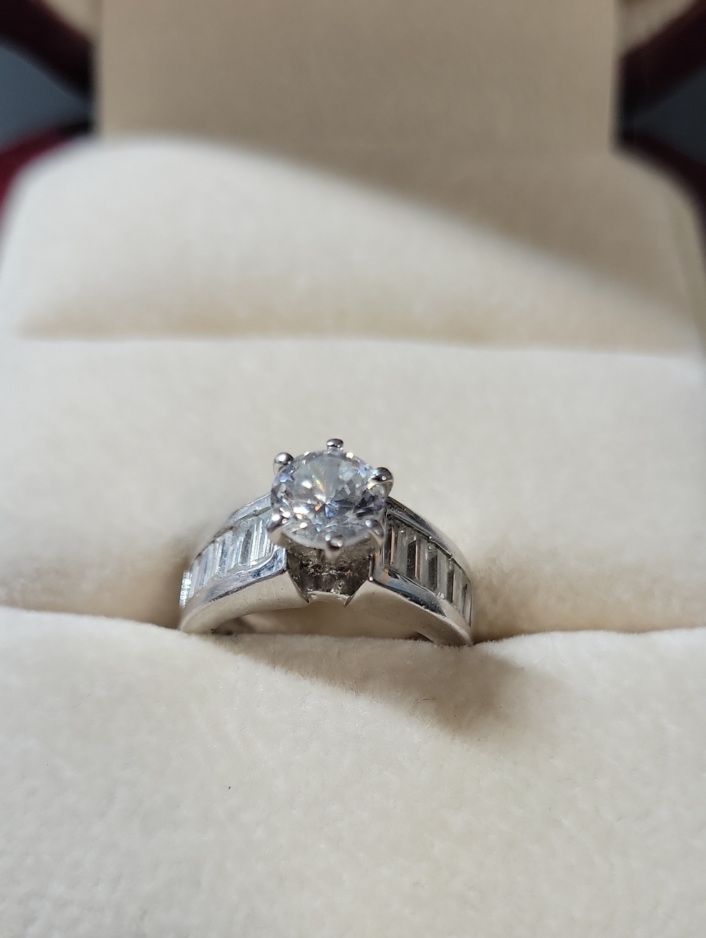 Classic Silver Tone Solitaire Ring with Clear Center Stone